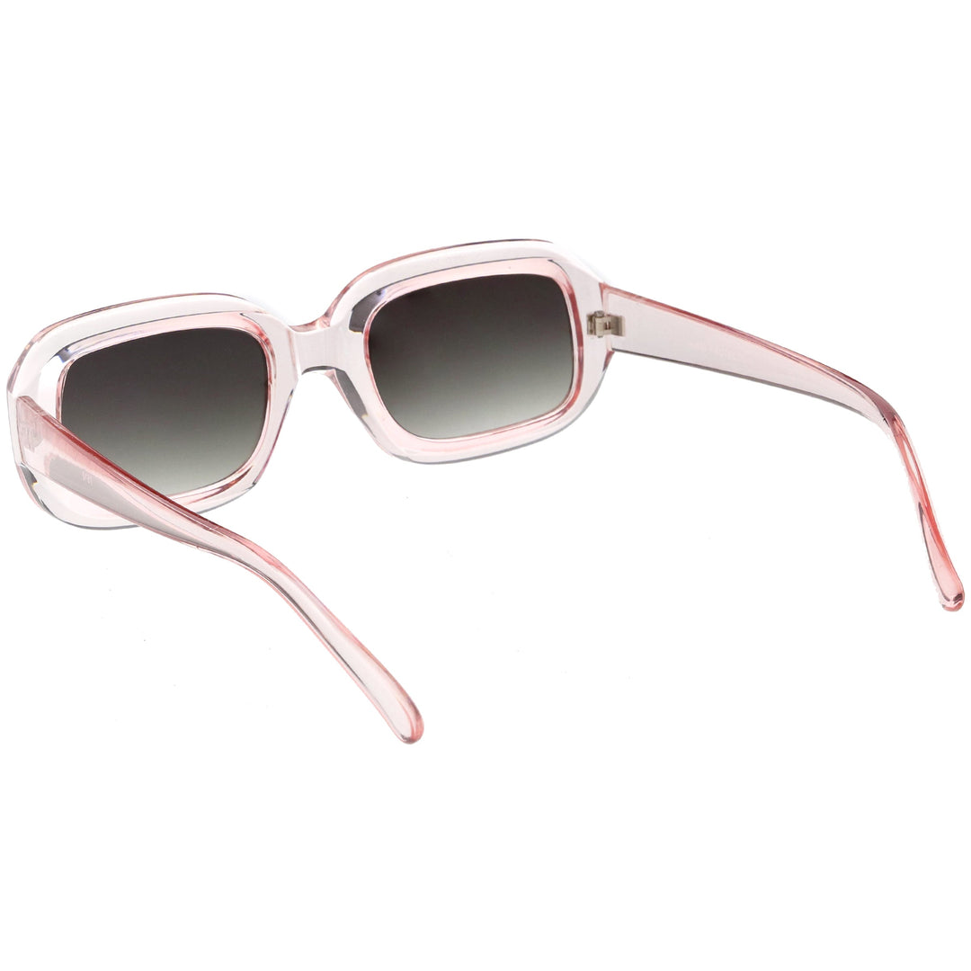 Artistic Retro Modern Deep Rectangle Block Flat Lens Sunglasses