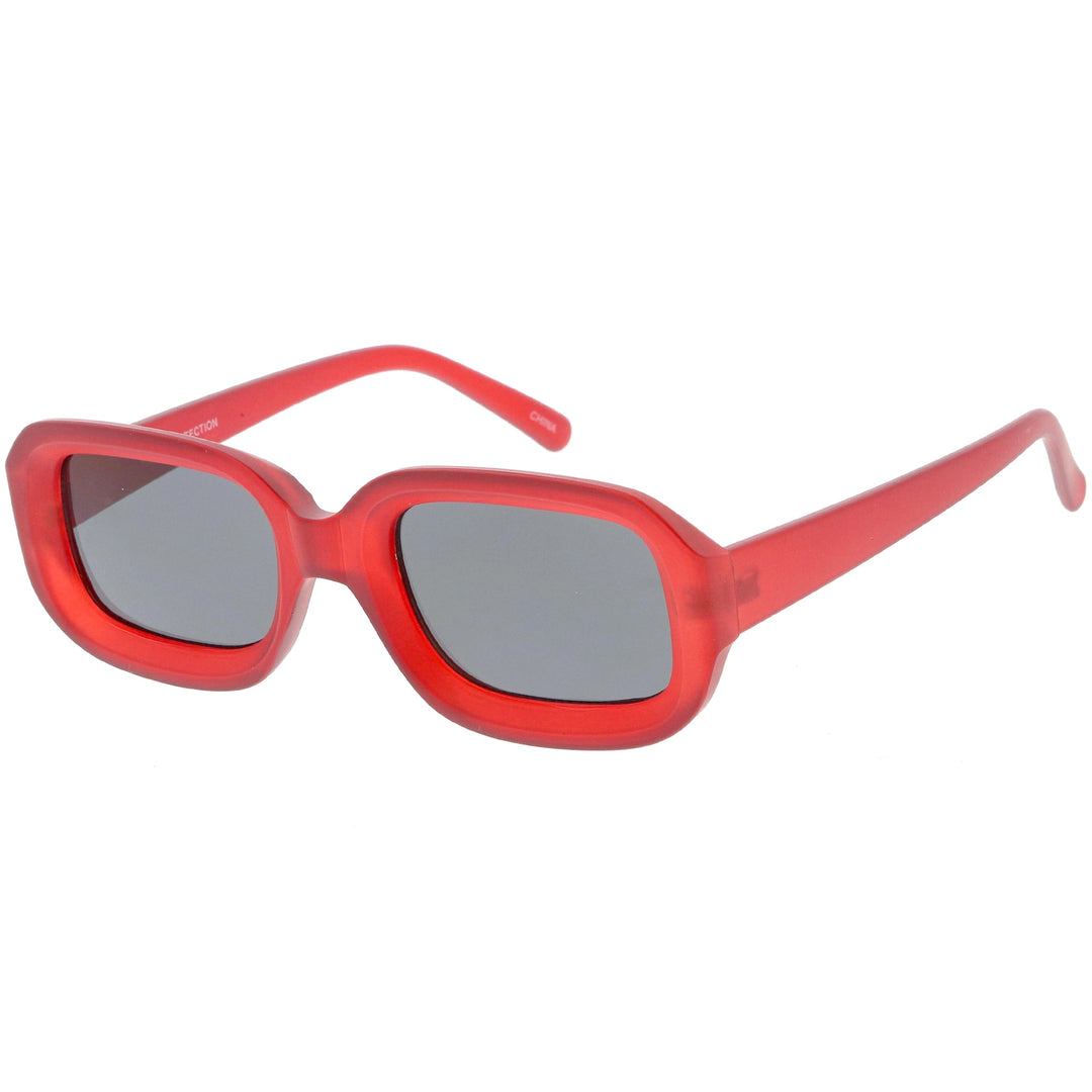 Artistic Retro Modern Deep Rectangle Block Flat Lens Sunglasses
