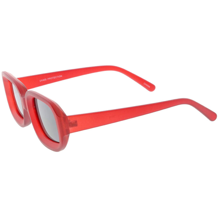 Artistic Retro Modern Deep Rectangle Block Flat Lens Sunglasses