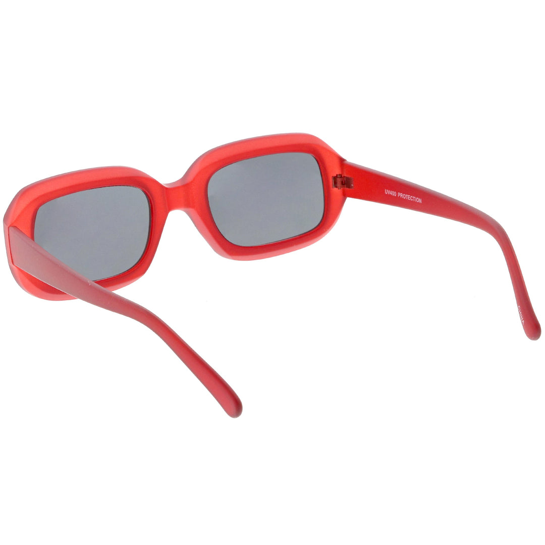 Artistic Retro Modern Deep Rectangle Block Flat Lens Sunglasses