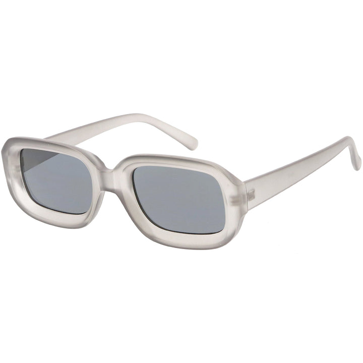 Artistic Retro Modern Deep Rectangle Block Flat Lens Sunglasses