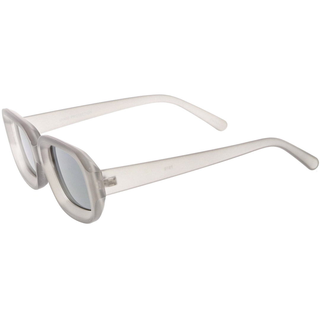 Artistic Retro Modern Deep Rectangle Block Flat Lens Sunglasses