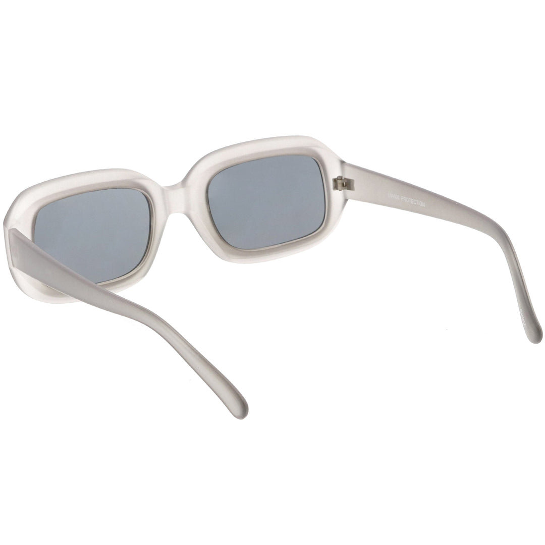 Artistic Retro Modern Deep Rectangle Block Flat Lens Sunglasses