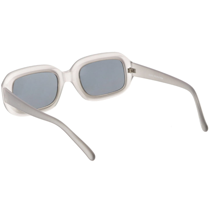 Artistic Retro Modern Deep Rectangle Block Flat Lens Sunglasses