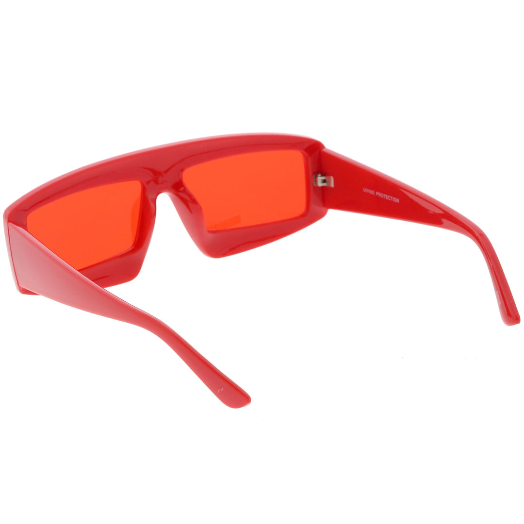 Retro Modern Rectangle Flat Lens Color Tinted Sunglasses C747