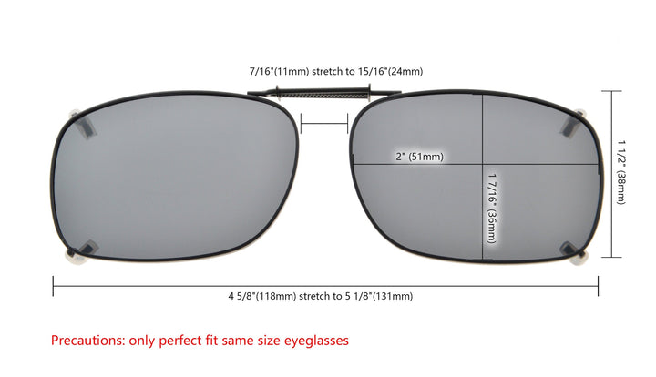 Metal Frame Polarized Lens Clip on Sunglasses C75 (51MMx36MM)