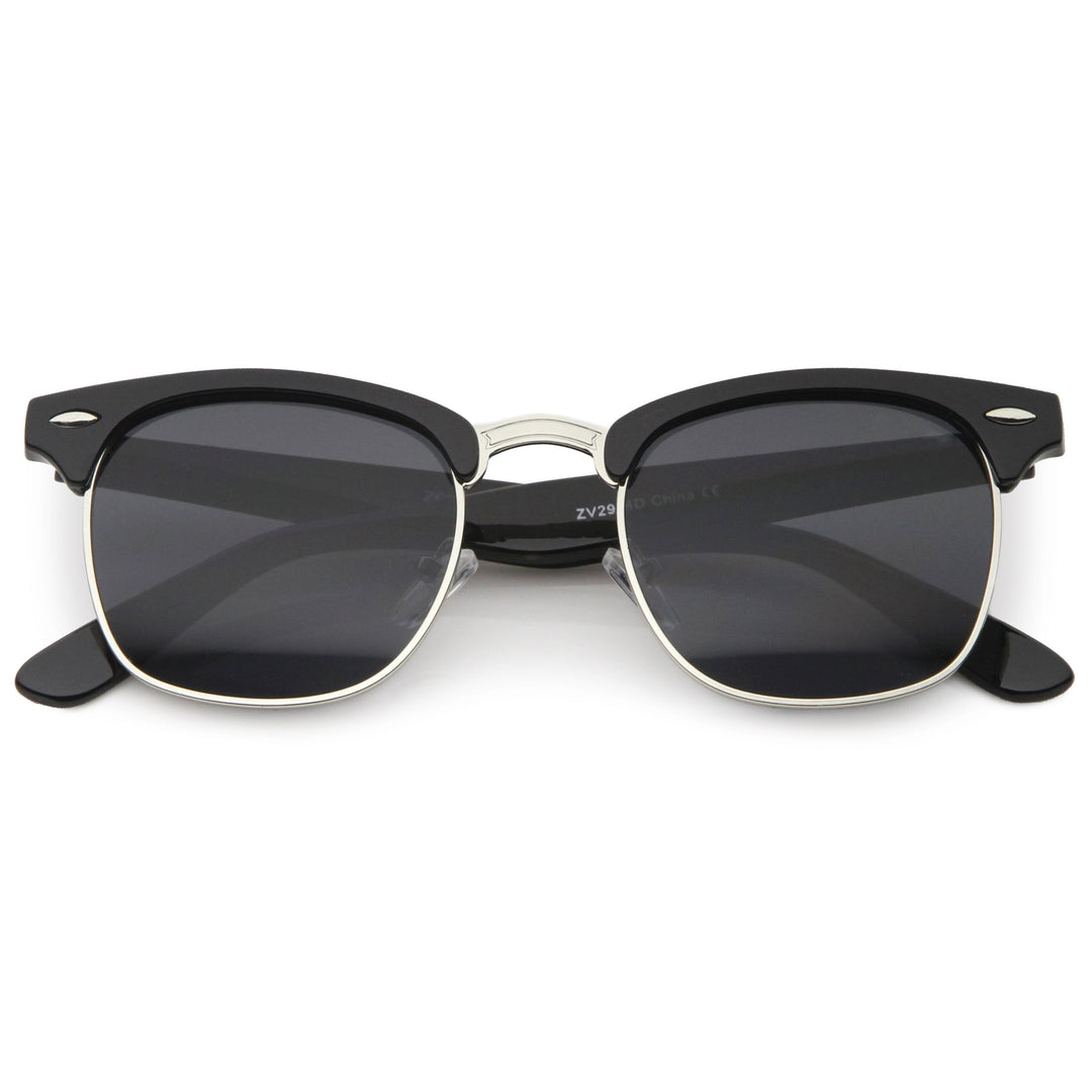Classic Square Neutral Colored Lenses Horn Rimmed Sunglasses C771