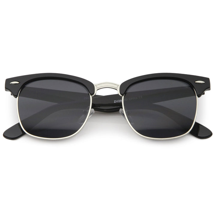Classic Square Neutral Colored Lenses Horn Rimmed Sunglasses C771