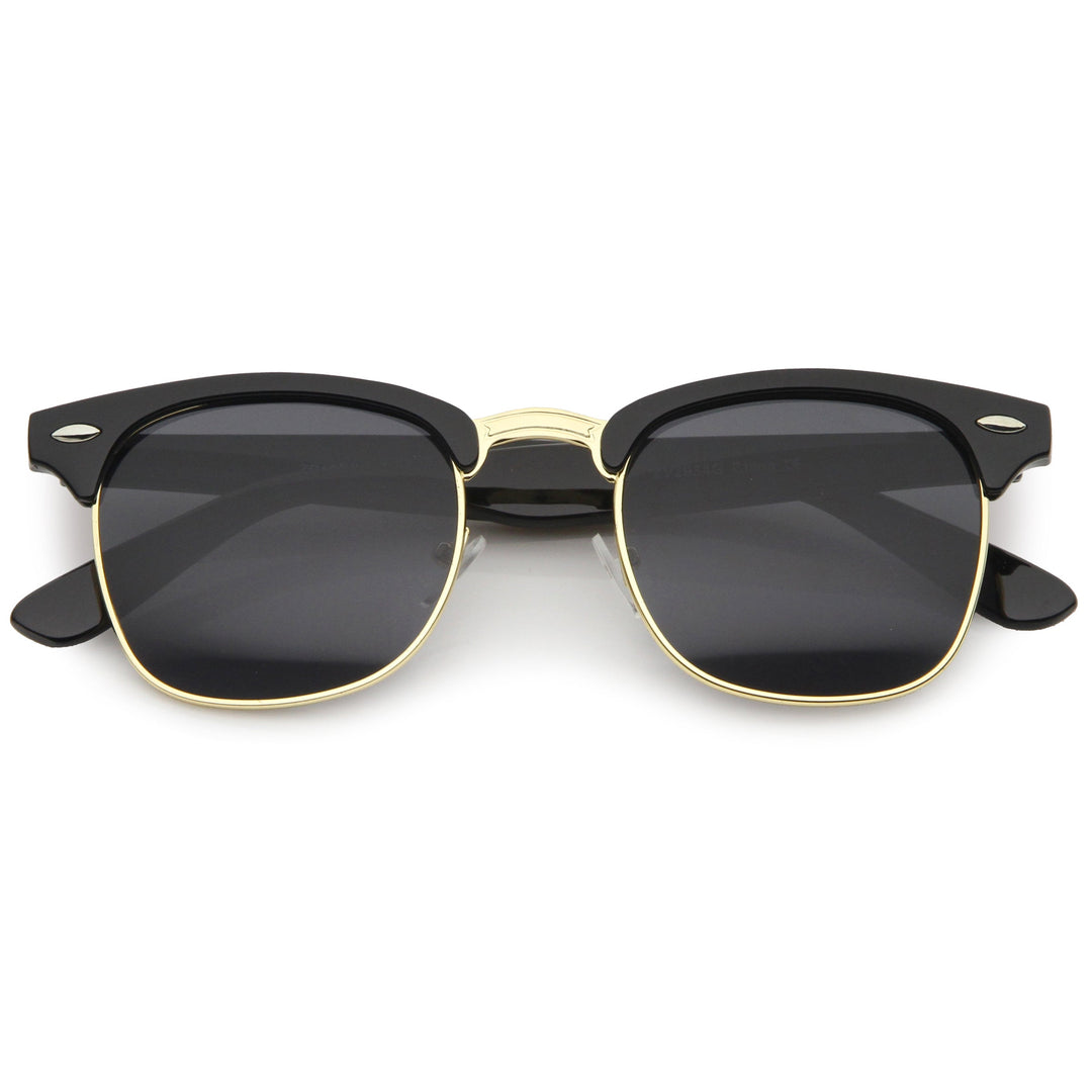 Classic Square Neutral Colored Lenses Horn Rimmed Sunglasses C771