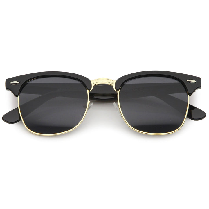 Classic Square Neutral Colored Lenses Horn Rimmed Sunglasses C771