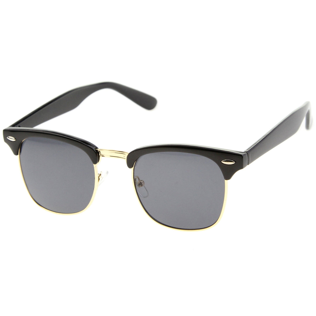 Classic Square Neutral Colored Lenses Horn Rimmed Sunglasses C771