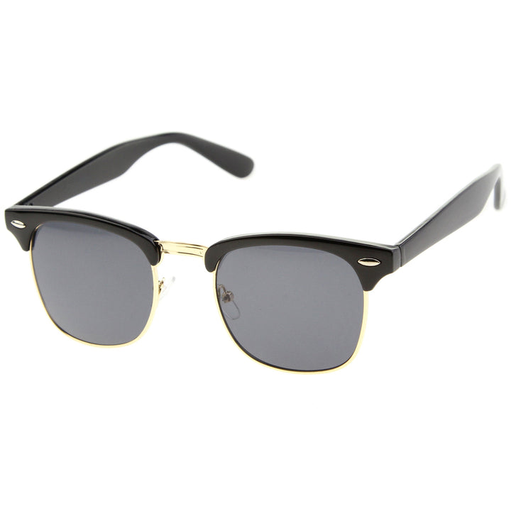 Classic Square Neutral Colored Lenses Horn Rimmed Sunglasses C771