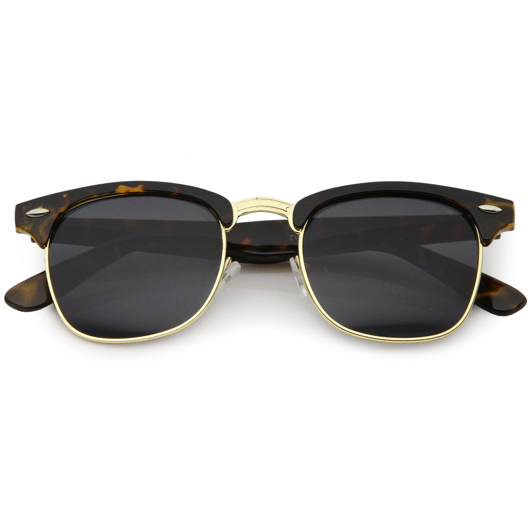 Classic Square Neutral Colored Lenses Horn Rimmed Sunglasses C771