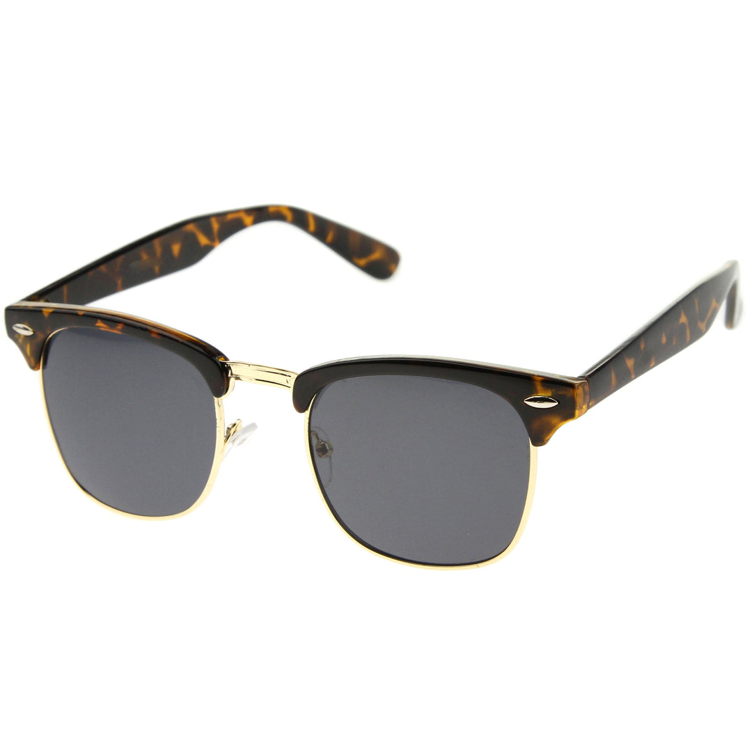 Classic Square Neutral Colored Lenses Horn Rimmed Sunglasses C771