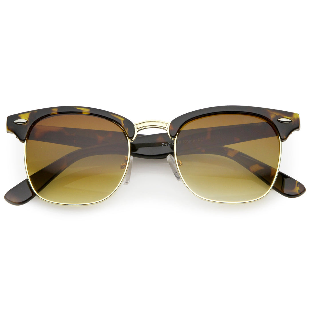 Classic Square Neutral Colored Lenses Horn Rimmed Sunglasses C771