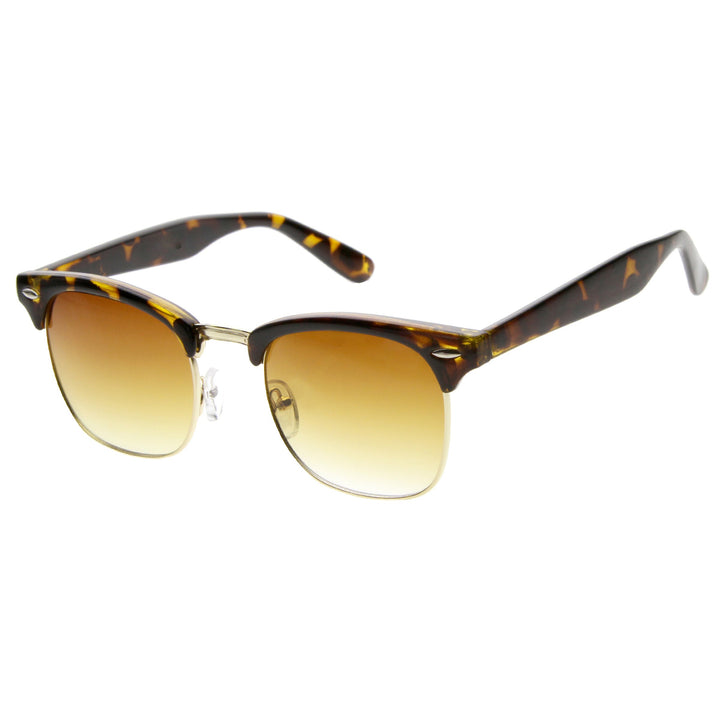 Classic Square Neutral Colored Lenses Horn Rimmed Sunglasses C771