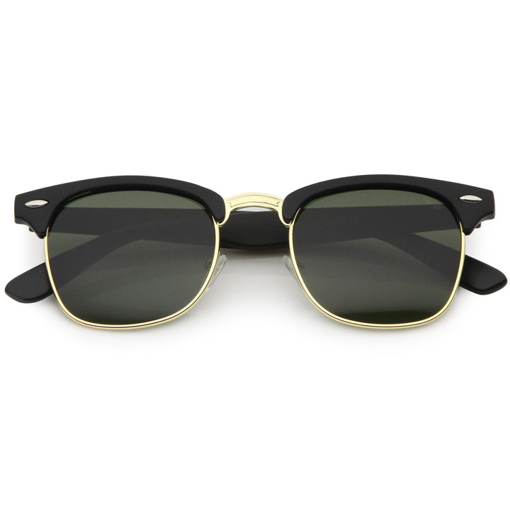 Classic Square Neutral Colored Lenses Horn Rimmed Sunglasses C771