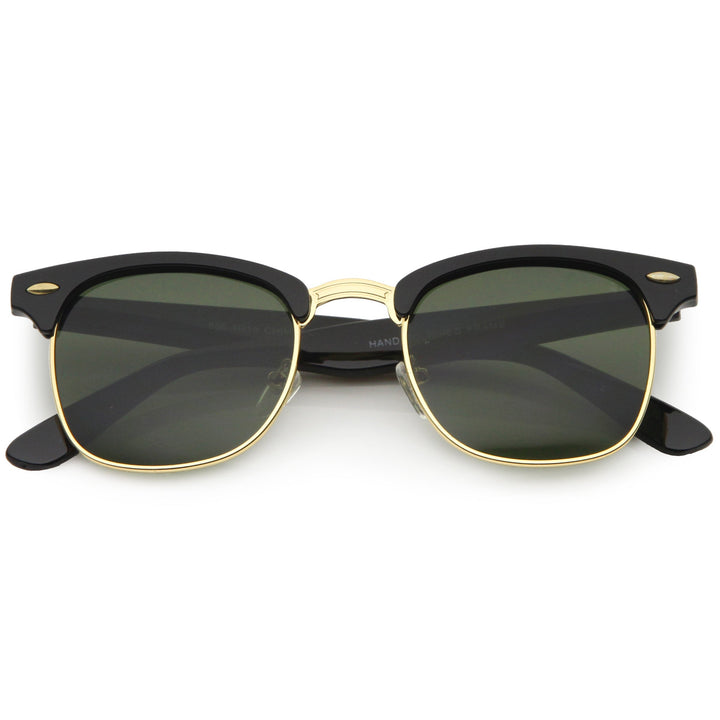 Classic Square Neutral Colored Lenses Horn Rimmed Sunglasses C771