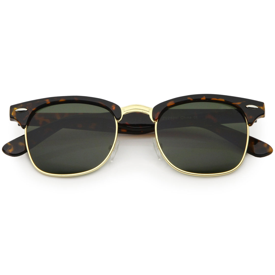 Classic Square Neutral Colored Lenses Horn Rimmed Sunglasses C771