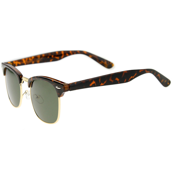 Classic Square Neutral Colored Lenses Horn Rimmed Sunglasses C771
