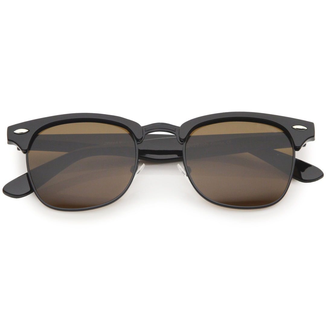 Classic Square Neutral Colored Lenses Horn Rimmed Sunglasses C771