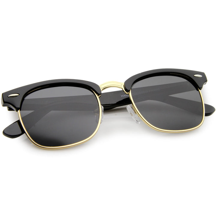 Polarized Horn Rimmed Semi Rimless Sunglasses Square Lens C773