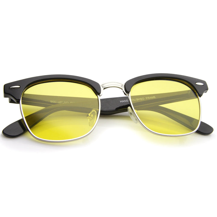 Polarized Horn Rimmed Semi Rimless Sunglasses Square Lens C773