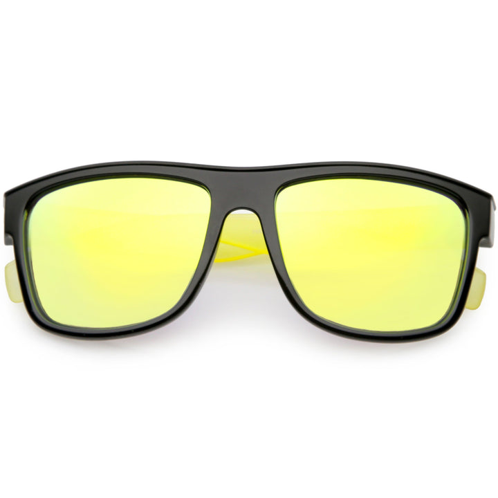 Radical Retro Skater Horned Rim Flash Mirrored Sunglasses C787