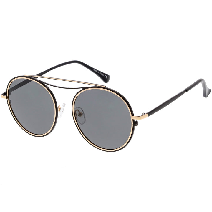 Retro Polarized Round Metal Aviator Mirrored Lens Sunglasses C821
