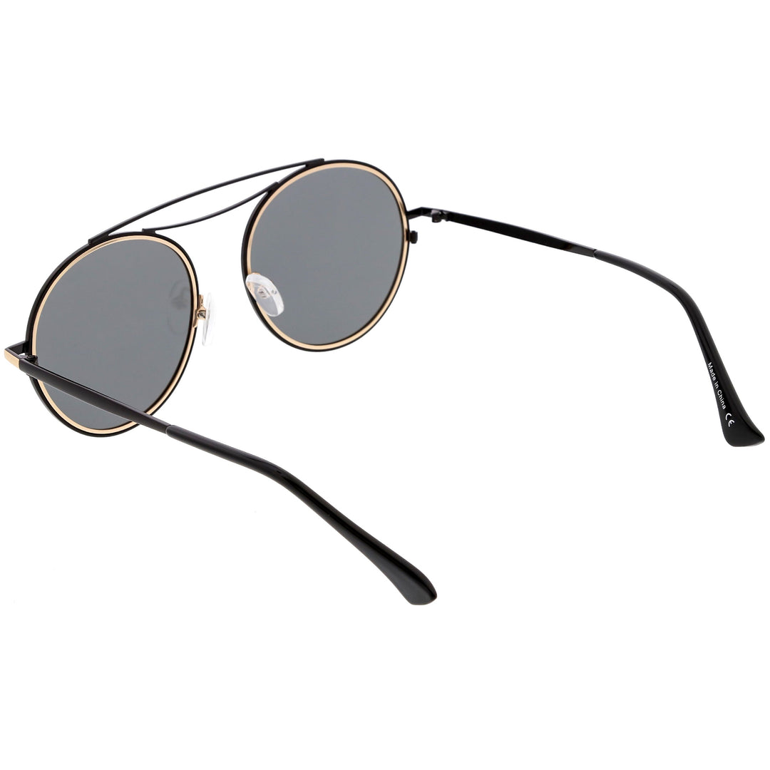 Retro Polarized Round Metal Aviator Mirrored Lens Sunglasses C821