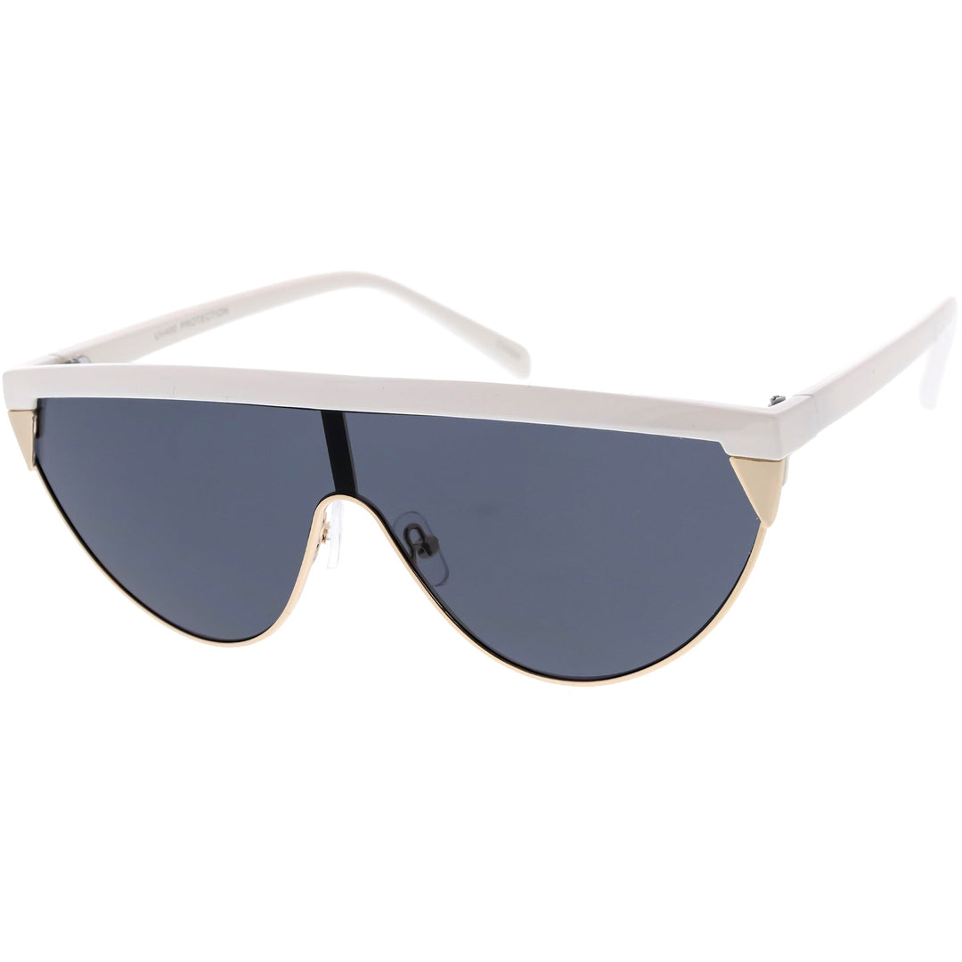 Retro Futuristic Flat Top Mono Shield Blade Sunglasses C953