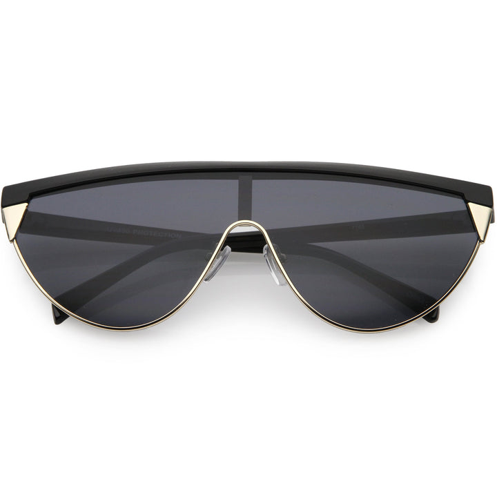 Retro Futuristic Flat Top Mono Shield Blade Sunglasses C953