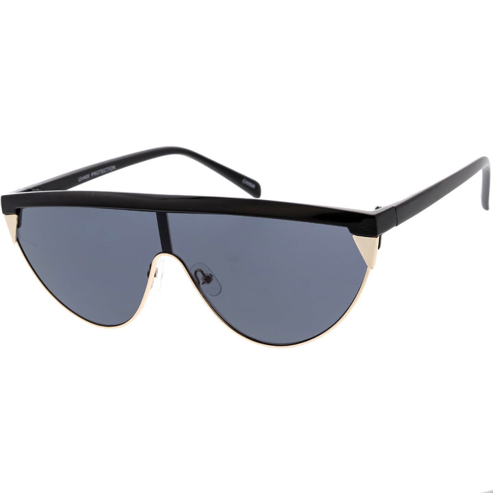 Retro Futuristic Flat Top Mono Shield Blade Sunglasses C953