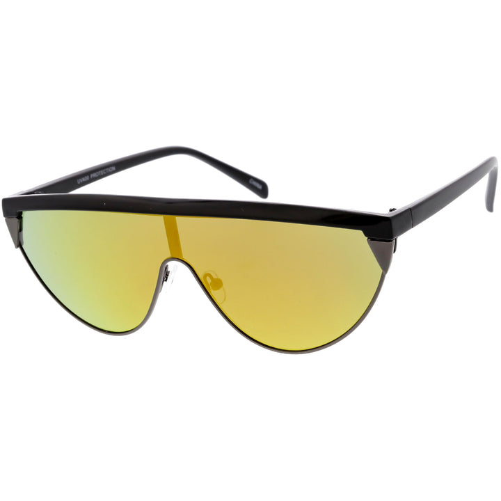 Retro Futuristic Flat Top Mono Shield Blade Sunglasses C953