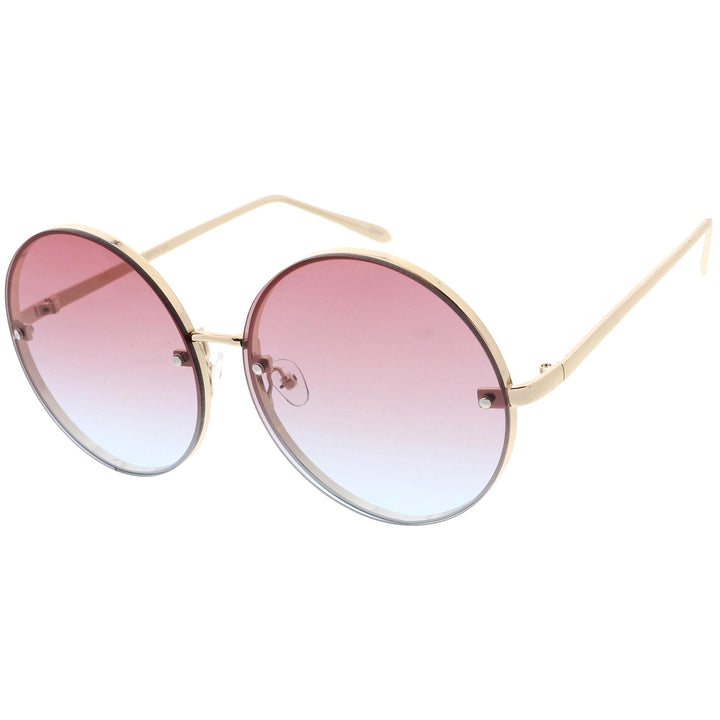 Women's Oversize Round Rimless Color Two Tone Sunglasses C985