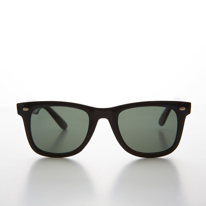 Classic Black Square Sunglasses with Glass Lens - Campbell