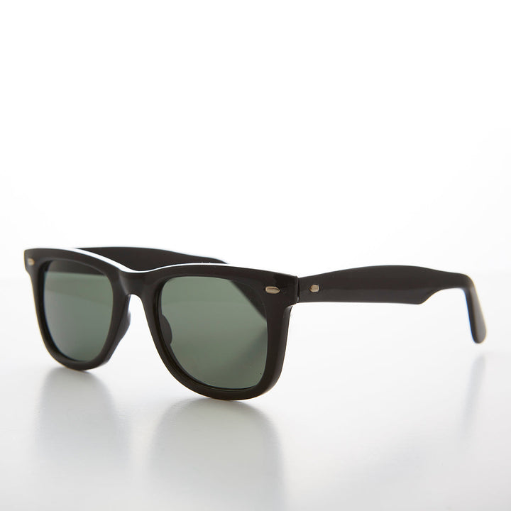 Classic Black Square Sunglasses with Glass Lens - Campbell