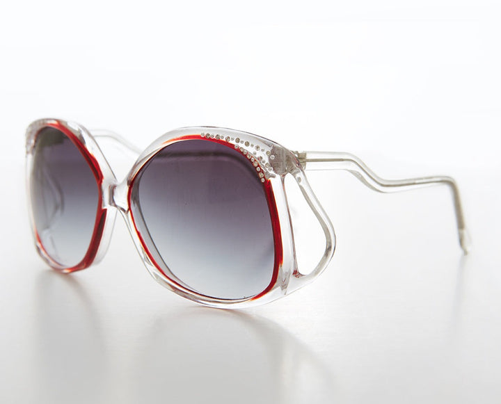 80s Oversized Sunglasses with Rhinestones - Carmine
