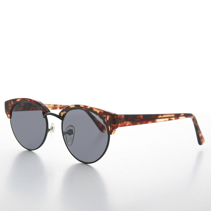 Round Half Frame Cat Eye Vintage Sunglasses - Carrie