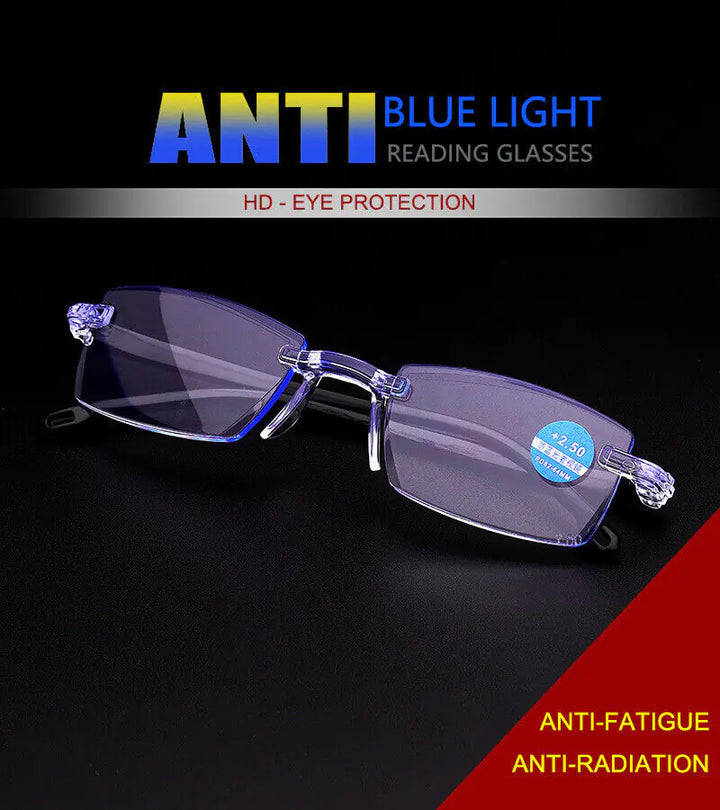 4-Pack Men's Rectangular Rimless Blue Light Blocking Reading Glasses