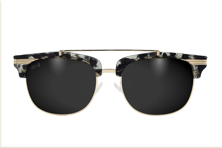 Matte Gray Tortoise Shell Gold - Jet Black Lens Polarized - Castaway