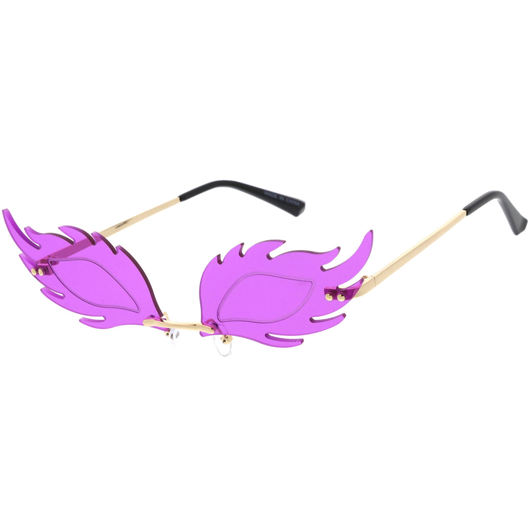 Aesthetically Elegant Fire Bevelled Masquerade Detail Flame Shaped Sunglasses D076