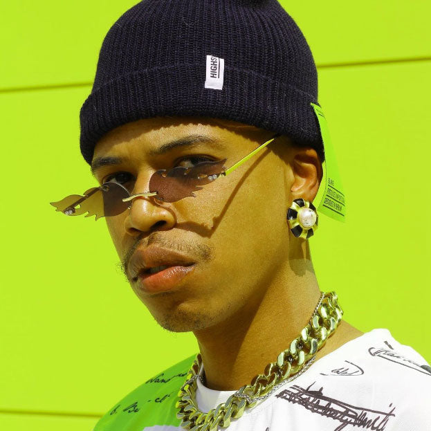 Bold Fire Flaming Shape Color Tinted Lens Rimless Flames Sunglasses D080