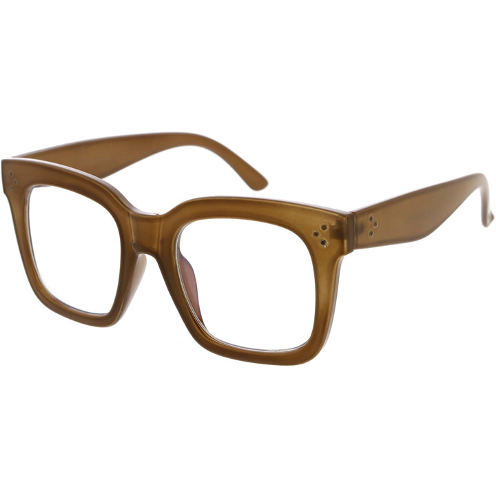 Bold Oversize Square Horn Rimmed Flat Lens Clear Glasses