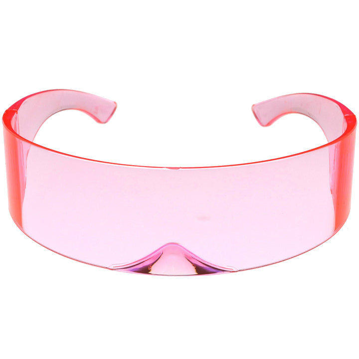 Futuristic Retro Color Tinted Wrap Around Shield Sunglasses D175