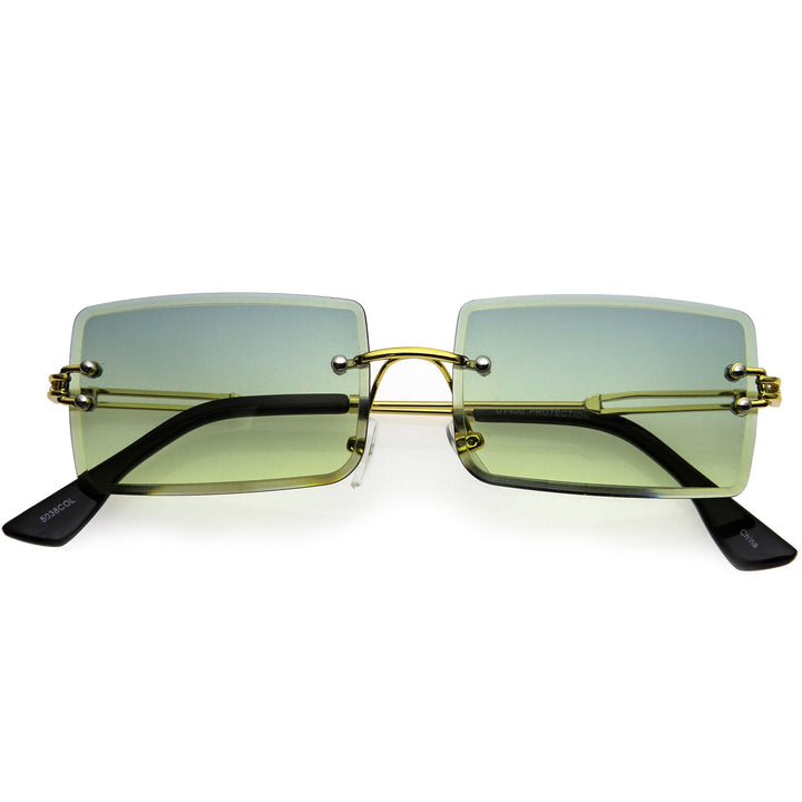 Luxe Color Gradient Bevelled Lens Metal Rectangle Sunglasses D223