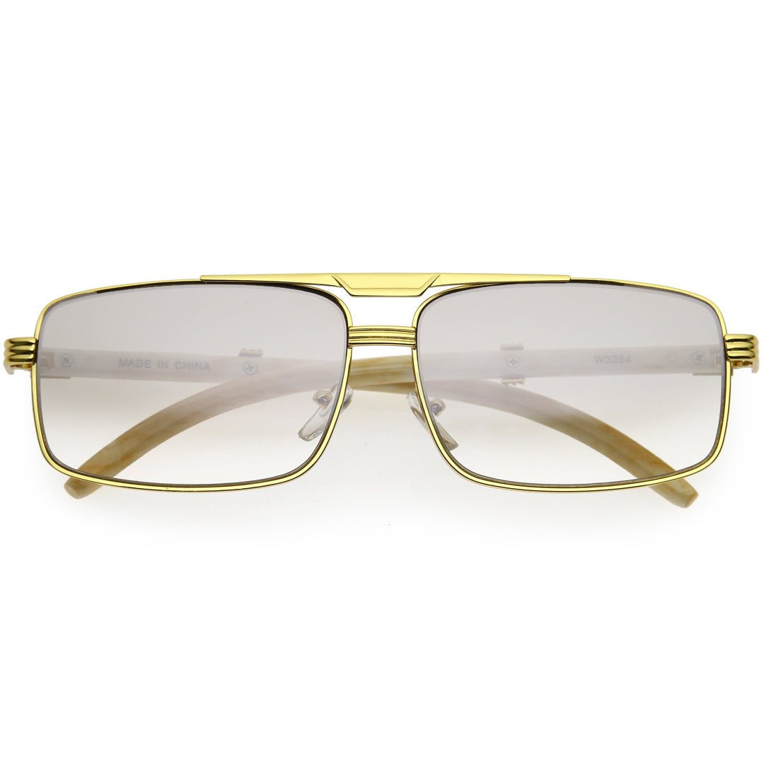 Classy Dapper Neutral Metal Crossbar Square Sunglasses D245