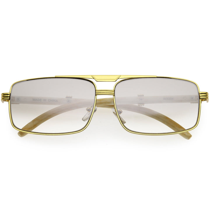 Classy Dapper Neutral Metal Crossbar Square Sunglasses D245