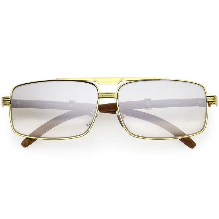 Classy Dapper Neutral Metal Crossbar Square Sunglasses D245