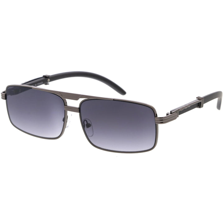 Classy Dapper Neutral Metal Crossbar Square Sunglasses D245